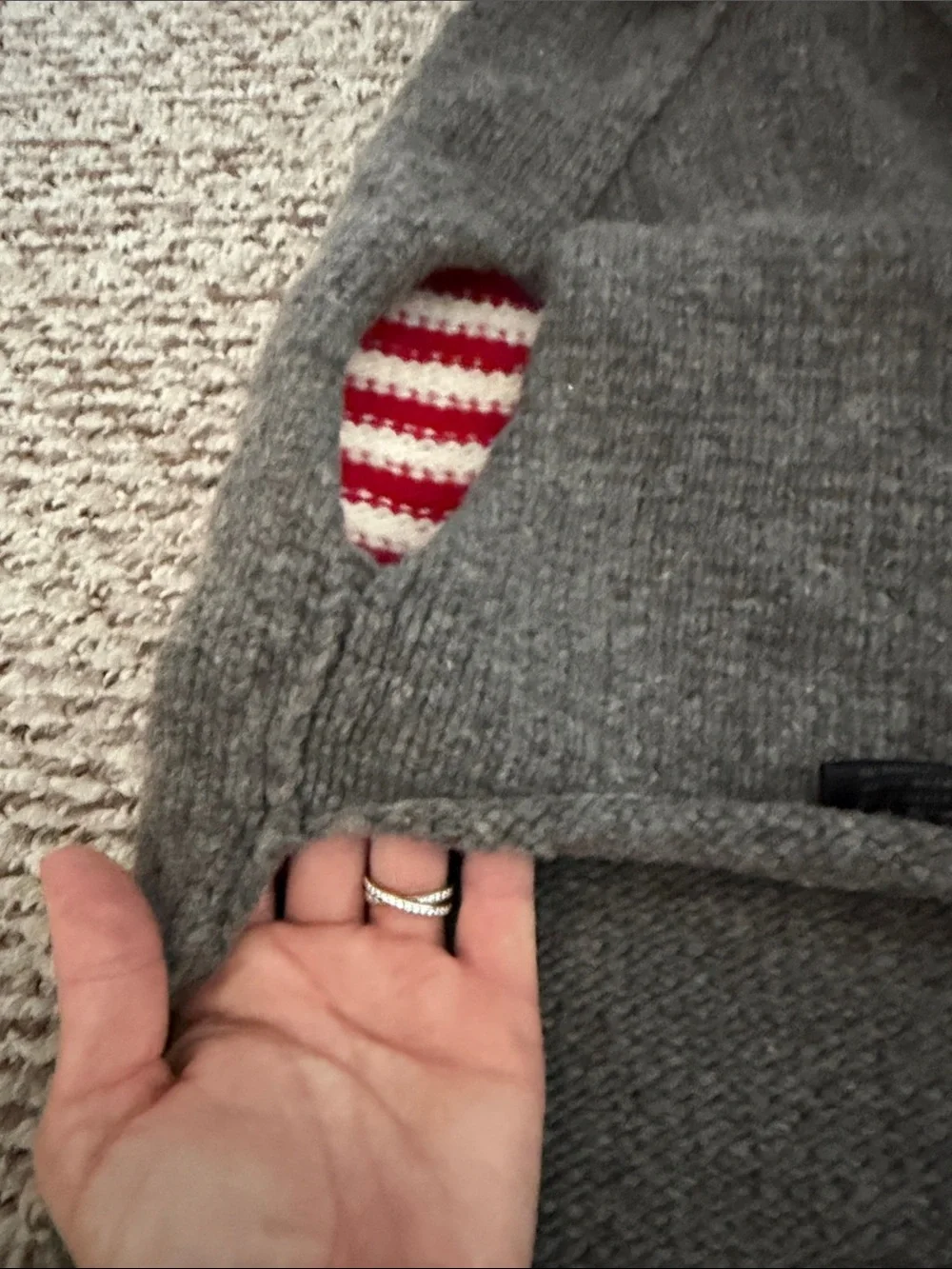 Grey Dog Sweater with American Flag Knit
